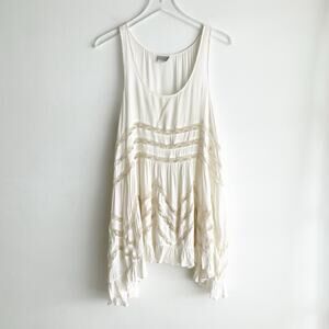 PLS READ Free People XS Voile Trapeze Slip Dress Ivory Cream Off White Tunic